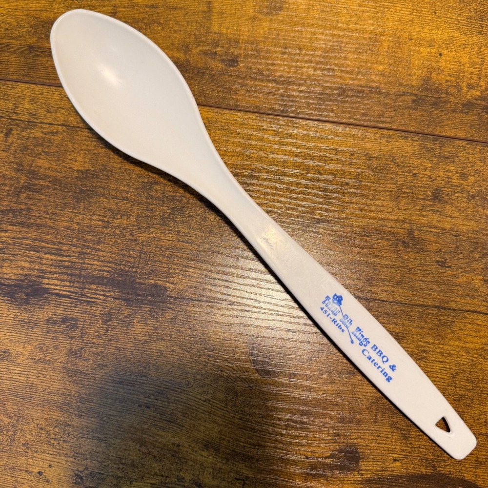 Texas Rib Kings BBQ Catering White Plastic Mixing Spoon 11.5" Retro LoTech Sales